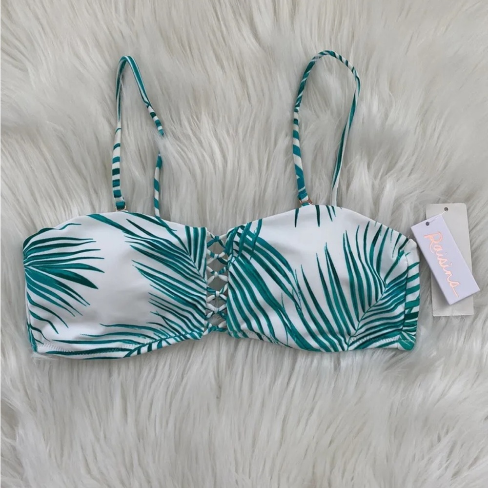 Raisins NWT Medium Bikini Top Tropical Palm Print Removable Straps